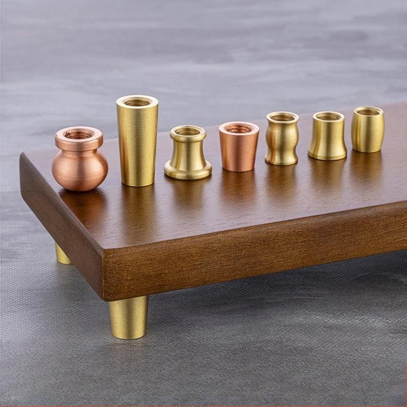 Piedini Mini Tavola in Ottone e Legno 4 Pezzi Riser Antiscivolo per Scatola Gioielli Vassoio Espositore Piccoli Mobili Uso Artigianato Fai da Te