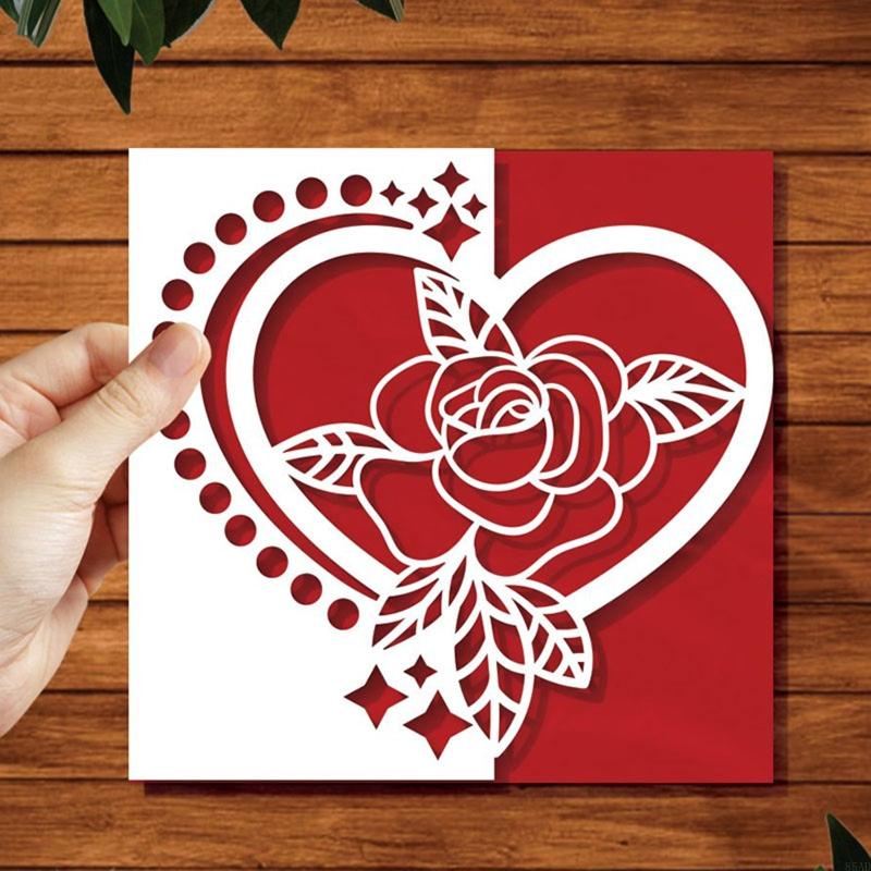 85AD Giorno di San Valentino Cuore Fiori Fustelle in Metallo Stencil Fai da Te Scrapbooking Album Cartoncino Modello Stampo Artigianato per Goffratura