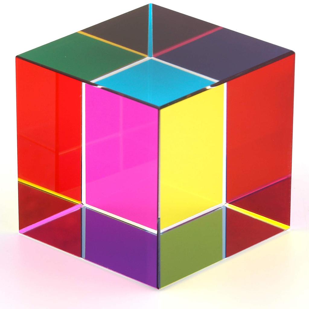 40Mm (1.57 Inches) Color Cube Prism Three Primary Colors Popular Science Optical Color Experiment Toys Home Color Neocubes Toy