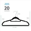 Velvet Hangers 20 Pack - Clothes Hanger W/Tie Bar - Non-Slip, Swivel Hook, Slim Felt Hangers - Suits, Clothes, Pants, Coat Hanger - Black
