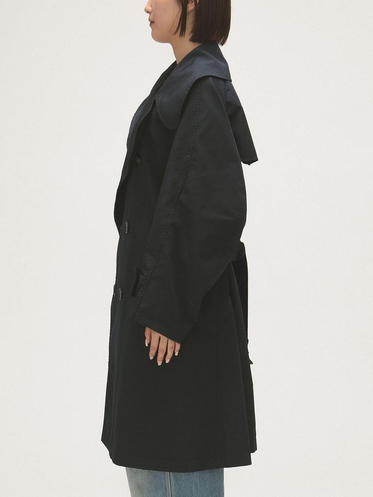 Beams Boy Maturely Memory Trench Overcoat, Women's, Navy, 13190091803