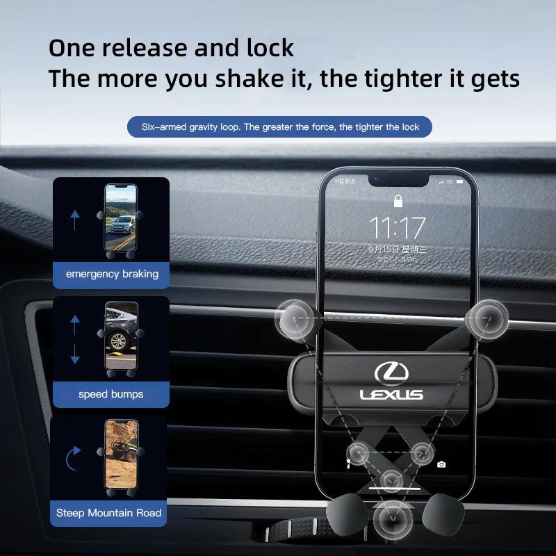 Grawitacyjny Stojak Uchwyt na Telefon Samochodowy Do Lexus RX330 IS250 Ct200h ES300h RX350 UX Samochodowy Kratka Wentylacyjna Obracany o 360 Stopni Podpórka na Telefon Komórkowy