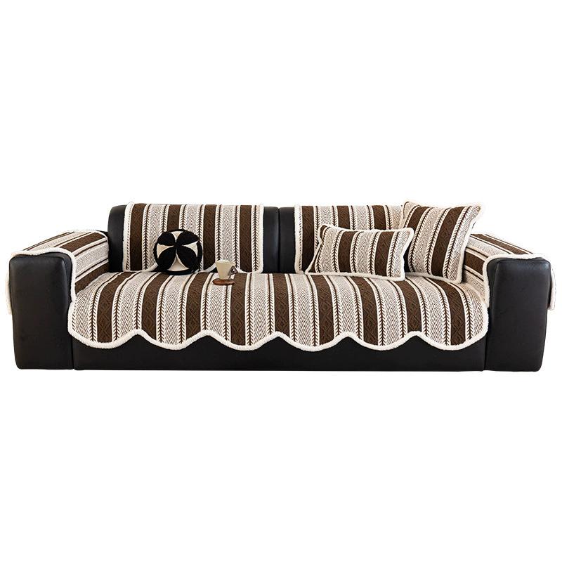 Chenille Sofa Cushion New Style Four Seasons Universal Anti-Slip Straight Row Leather Sofa Cover