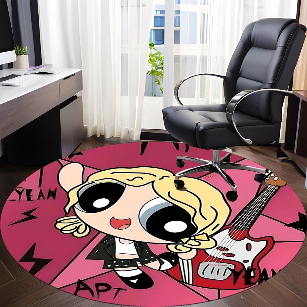 1pc Powerpuff Girls Office Round Area Rug, Under Office Chairs Bedroom Living Room Home Decor, Room Deco, Available in Various Sizes