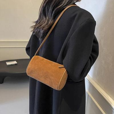 Moda Sólida Casual Faux Suede Simples Bolsas de Ombro Alta Qualidade Compacta Versátil Bolsas Crossbody