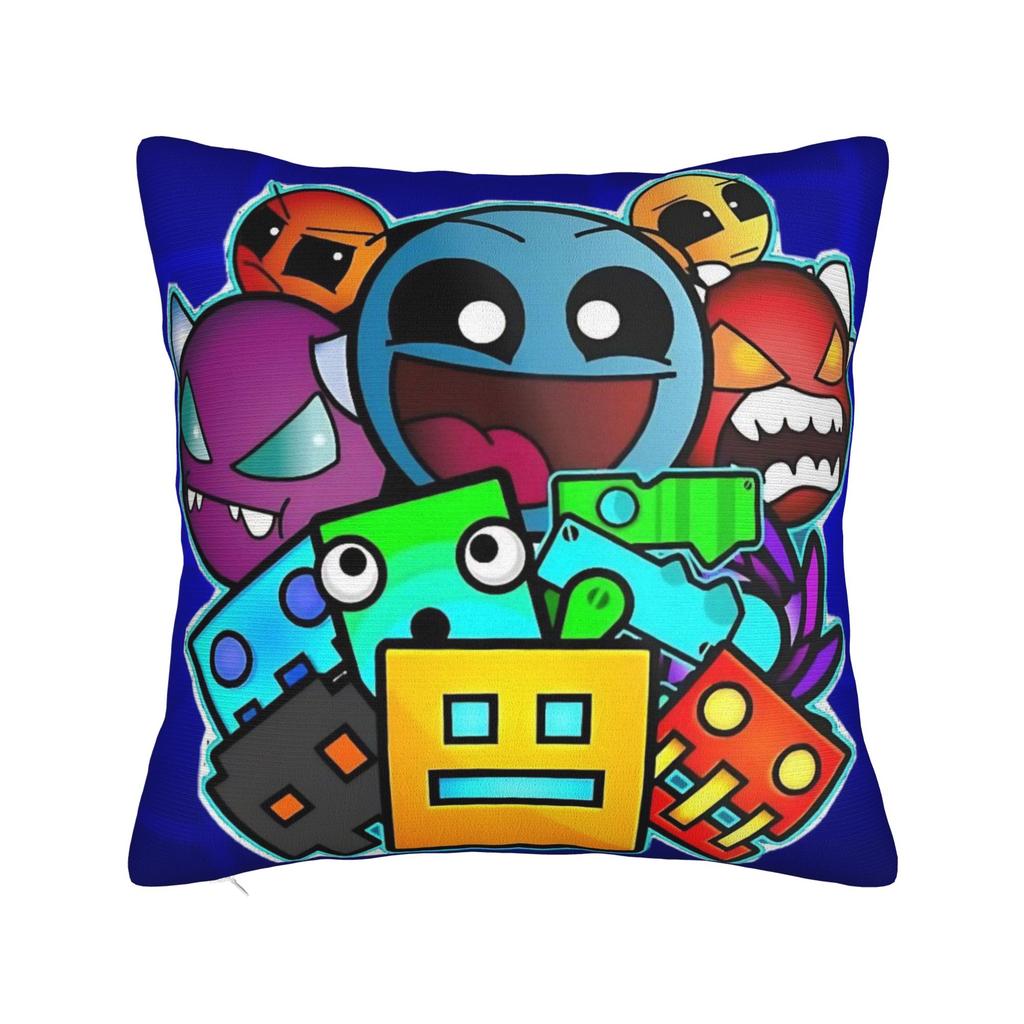 Geometry Dash Games Pillow Covers Merch Printing Cushion Cover Gift Throw Pillow Case Cover Chair Multiple Sizes