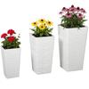 Set of 3 Stackable Outdoor Pots with Wavy Pattern In Plastic, 42/55/65 Cm, White