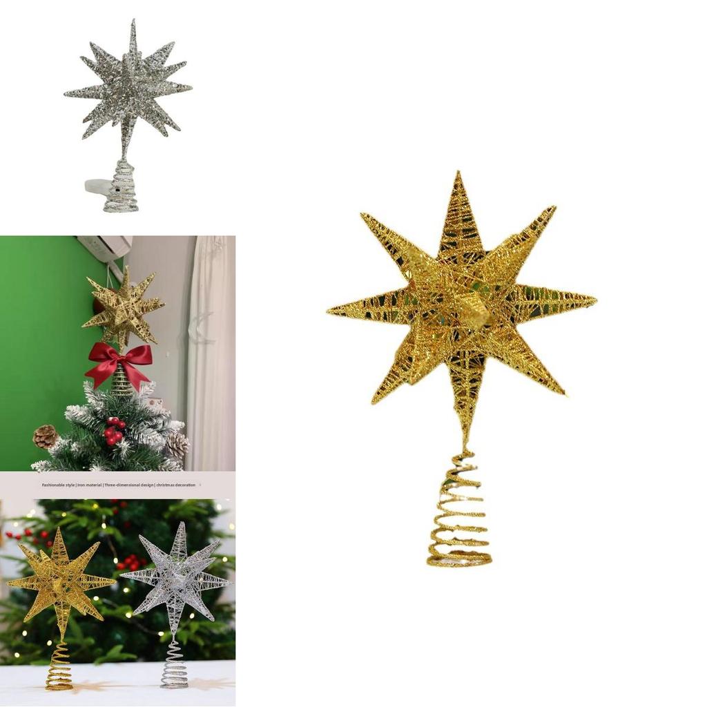Star Tree Topper With Led Sparkles And Iron Construction For Christmas Festivities