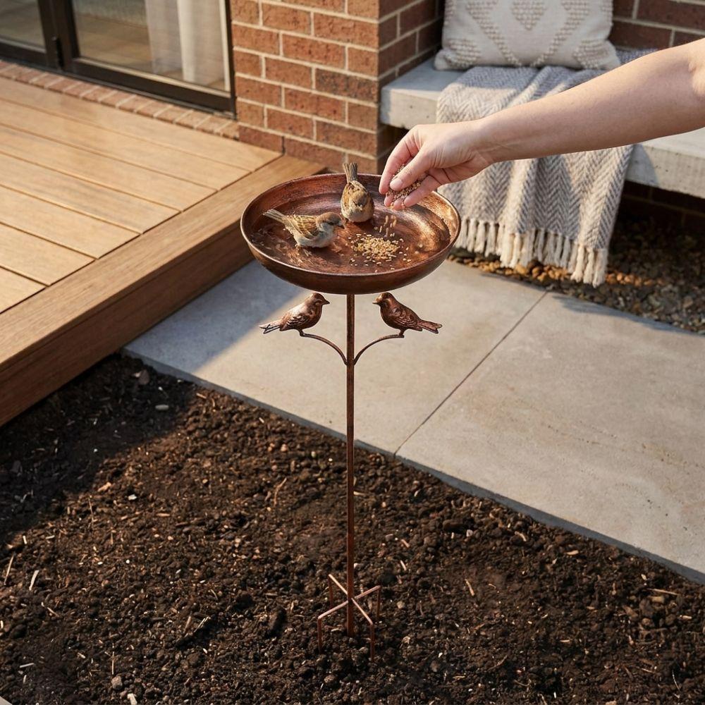 5 Claw Ground Plug Freestanding Birdbath Standing Bowl Bird Feeding Station Outdoor Garden