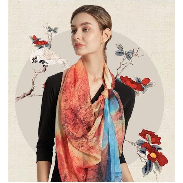 Used Shanghai Story 100% Mulberry Silk Scarf