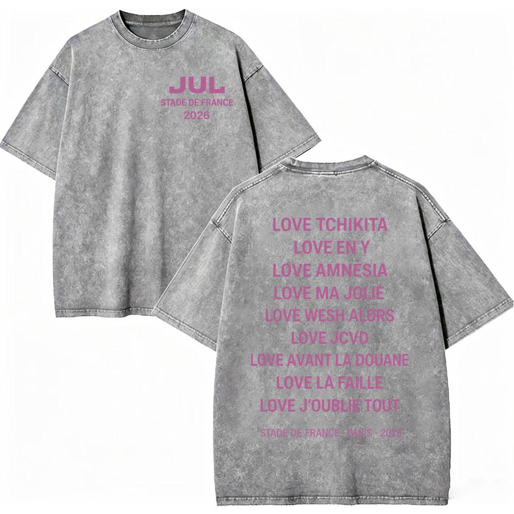Vintage Washed Rapper JUL Album Graphic T Shirts Men Women Clothing Fashion Hip Hop T-shirt Summer Casual Loose Cotton T-shirts