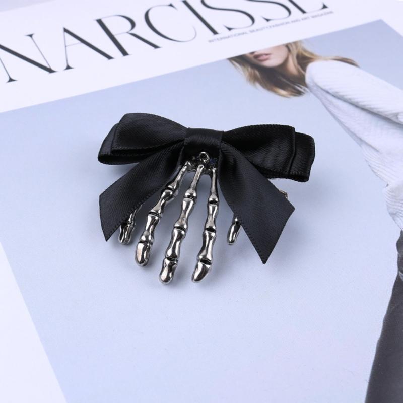 Gothic Duckbill Hair Clip Skeleton Claws Hair Barrette Halloween Trendy Ponytail Decor Non-Slip Cosplay Hair Side Clips