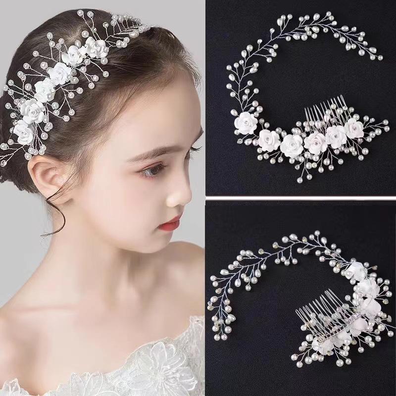 1Pcs Hair Accessories Made Hair Color Pearl Wedding Hair Combs For Bridal Flower Headpiece Women Hair Ornaments Jewelry