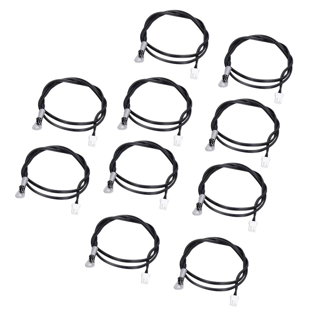 10Pcs Thermistor Temperature Sensor Probe Round Lug Cold Pressed Terminal Connector 500mm