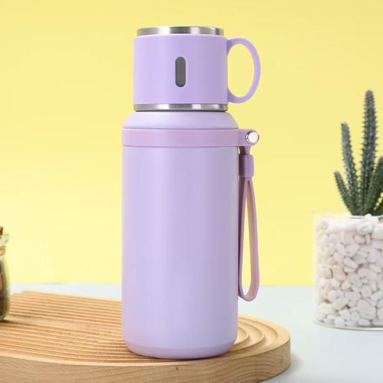 Cup 316 Stainless Steel Vacuum Insulated Bottle with Leakproof Lid And Portable Handle 2-in-1 Drinking Cup Wide Mouth for Hot Cold Drinks