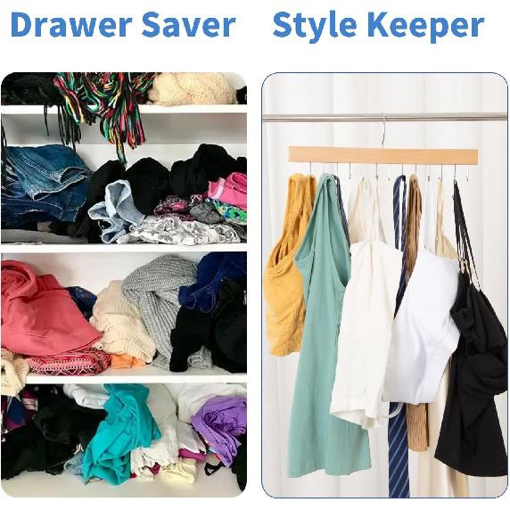 Tie Hanger, Space Saving Bra, Tank Top, Belt Storage Rack, 14 Foldable Hooks, Suitable for Closet Organizers and Storage