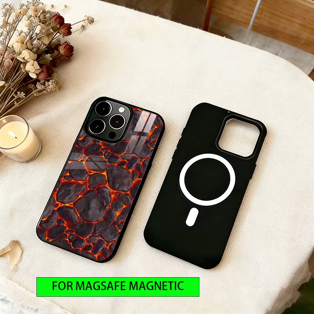 Lava Eruption Phone Case For iPhone17,16,15,14,13,12,11 Plus,Pro Magnetic For Magsafe Wireless Charging