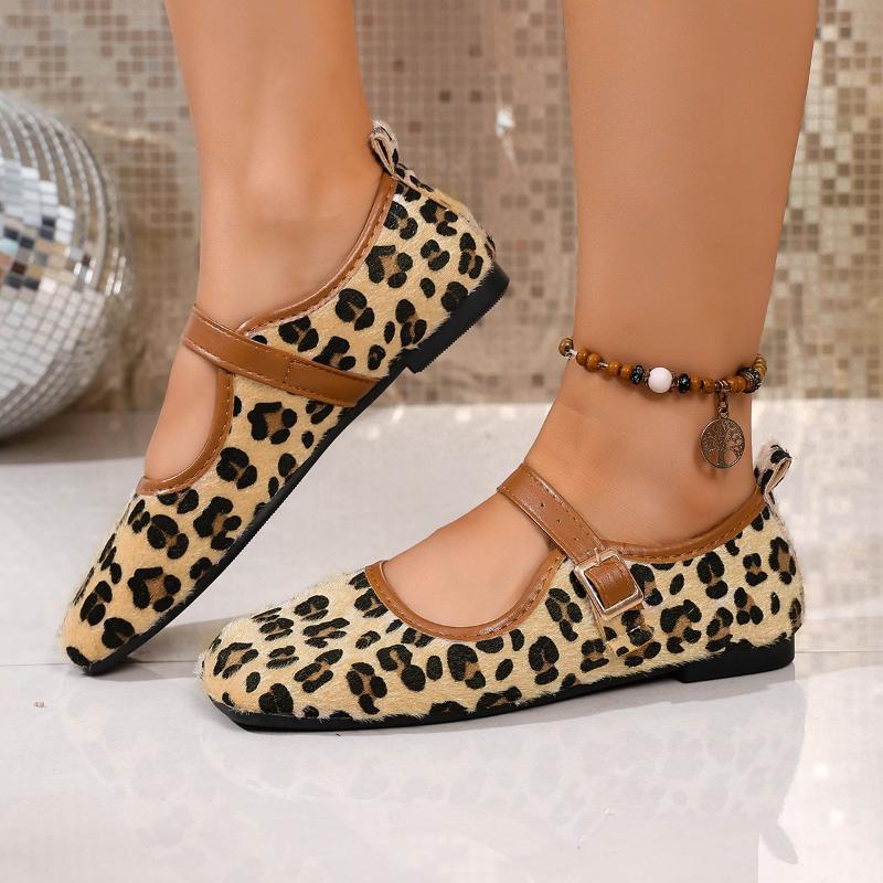 

2026 New Women s Flats Shoes Women Retro Buckle Low-heeled Single Shoes Women s New Large Size Suede Zapatillas 36 цветной печати леопарда