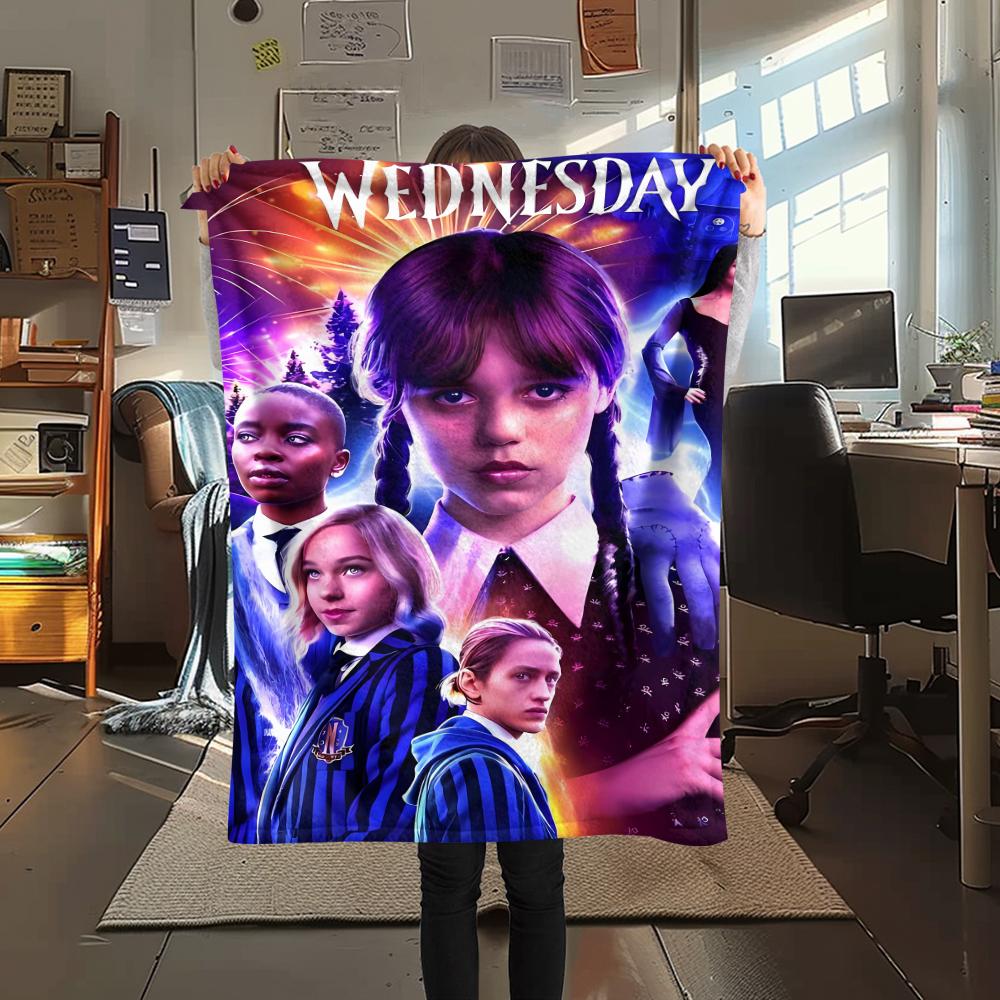 1 Stück Wednesday-Print Flanelldecke, Hohe Qualität, Bequem für alle Jahreszeiten, Heimdekoration, Wärme und Komfort, Perfekt für Weihnachtsgeschenke