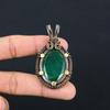Lab-Created Emerald Gemstone Pure Copper Wire Wrapped Handmade Pendant Jewelry For Her