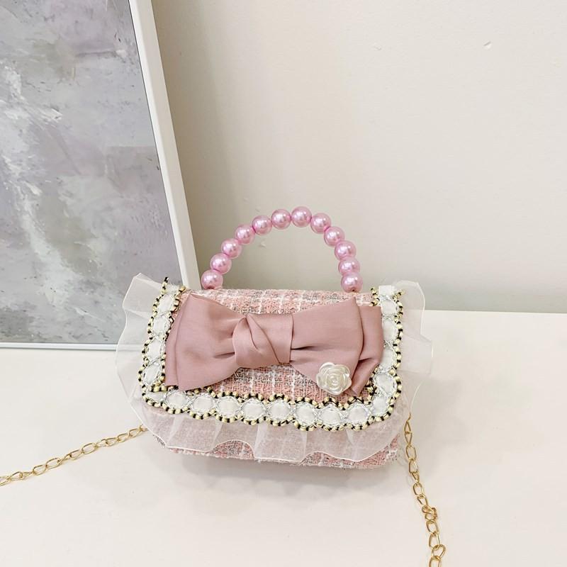 Adorable Pearl Bow Kids Crossbody Bag With Charming Floral Patterns For Daily Use