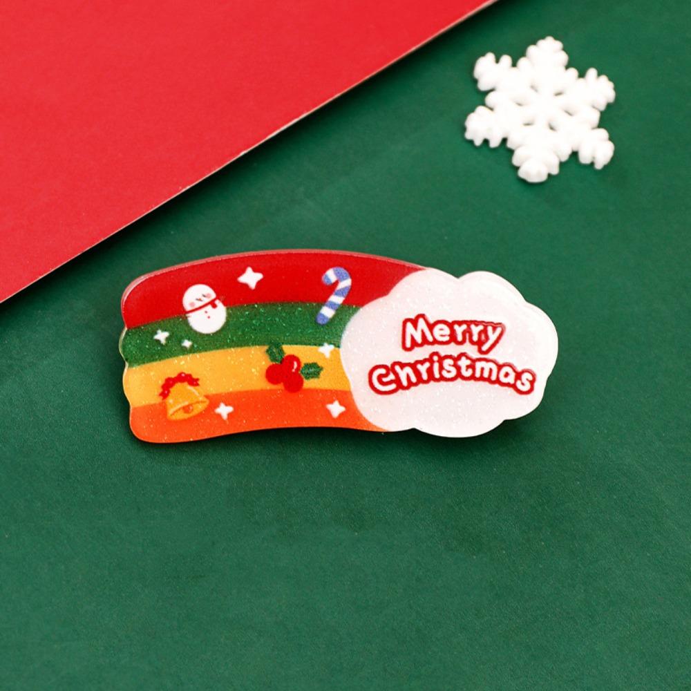 Xmas Acrylic Hair Clip Cartoon Christmas Hair Clip Gift Snowman Side Clip  Party
