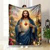 Sacred Heart of Jesus Religious Blanket DesignFlannel blanket for bedroom, living room, sofa, and nap