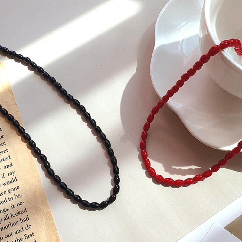 

Women s Black Red Glass Ball Chain Necklace A31935_Red