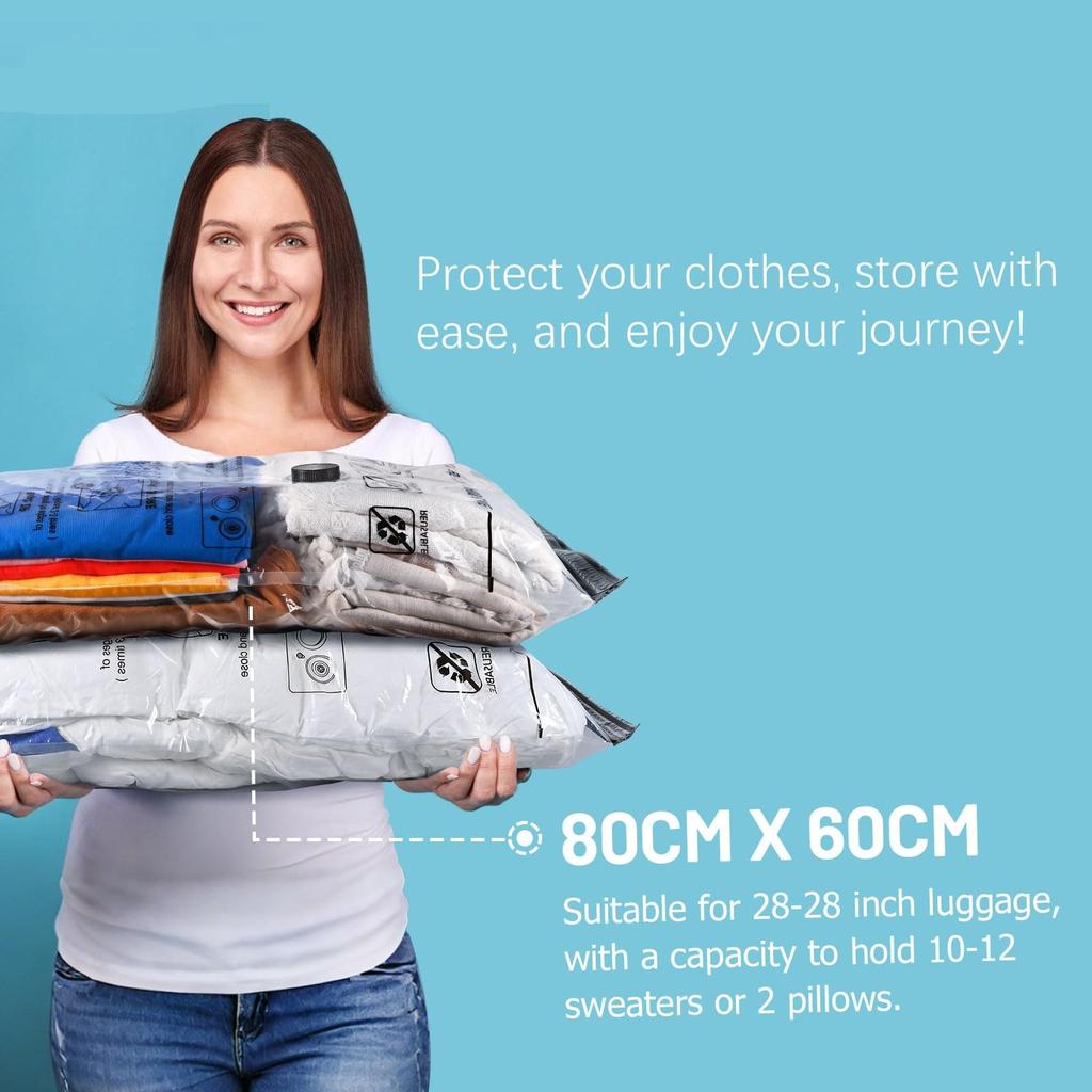 5 Pack Vacuum Storage Bags Space Saver Bags Compression for Comforters Blankets Bedding Organizer Clothes Travel Storage