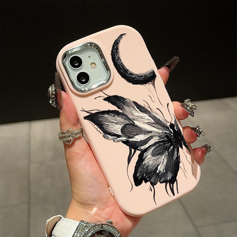 

Для OPPO A16 A38 A57 A58 A74 A78 A98 Reno8T Reno13F Realme C25S C53 C65 Мультяшный черный кот серебристый край мягкий жидкий силикон защитный чехол Realme 12 5G