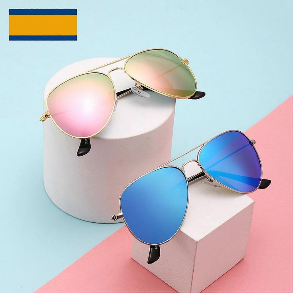 Polarized Kids Teens Juniors Aviator Polarized Sunglasses Stainless Steel Frame Spring Hinge UV Protection, Pink
