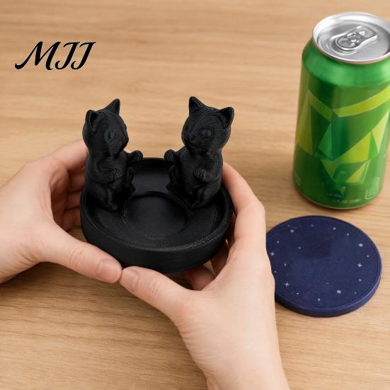 Small Cat Sculpture For Desk 3D Printed Candle Holder, Matte Sanding Aesthetic Desktop Decor, Integrated Bay Window Ornament Smooth Curved Sculpture,