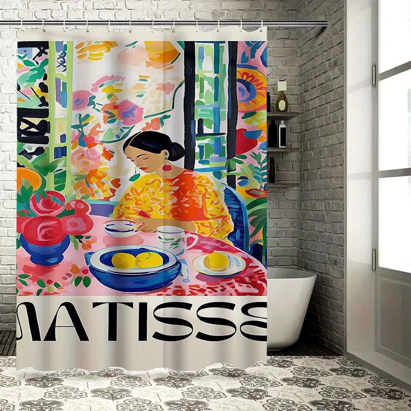 MATISSE Artistic Waterproof Shower Curtain Heat Resistant Machine Washable Non-Transparent 180x180cm