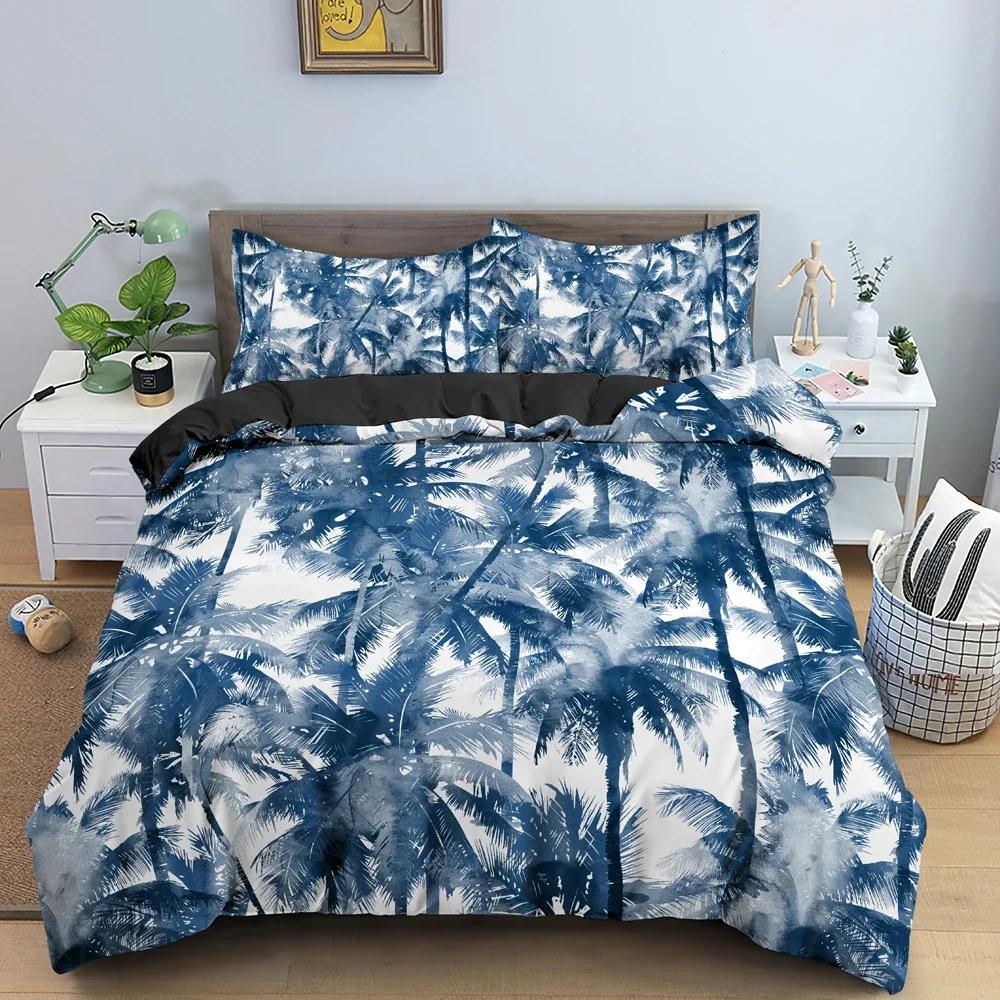 

Tropical Plant Pattern Palm Trees Comfortable Duvet Quilt Cover Pillowcase Bedding Set Children Bedroom Decoration Home Textile 70x133cm 2pcs