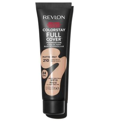 Revlon Colorstay Full Cover Longwear Matte Foundation Heat Resistant and Sweat Resistant Face Makeup, 8) 1 Fl Oz Pack of 1 - Sand Beige