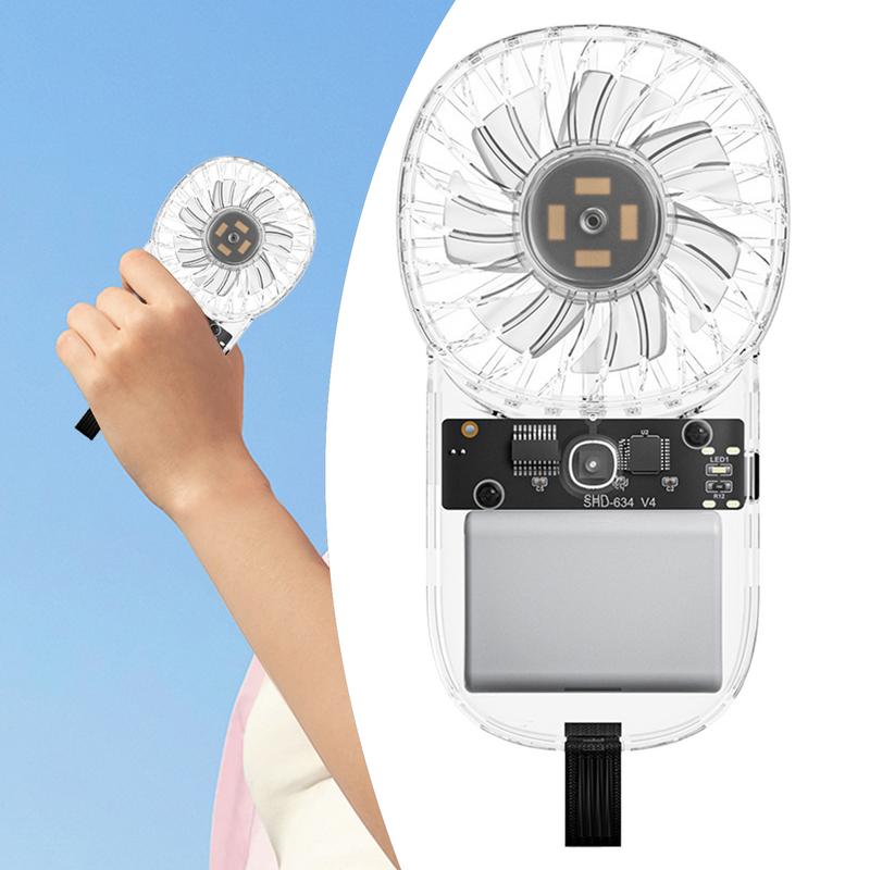 Portable Hand Fan Pocket Portable Hand Fan Small 3 Speeds Air Cooler With Ambient Lighting Battery Operated Cool Gadgets For