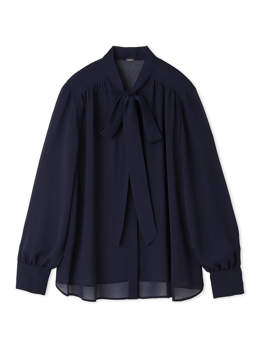 

Mira Owen Georgette Bowtie NVY Women s Double-Breasted Blouse, 09WFB251074,