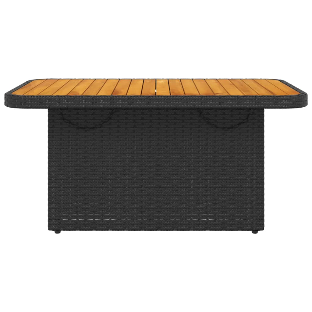 vidaXL Gartentisch Schwarz 90x55x71 cm Poly Rattan und Akazienholz