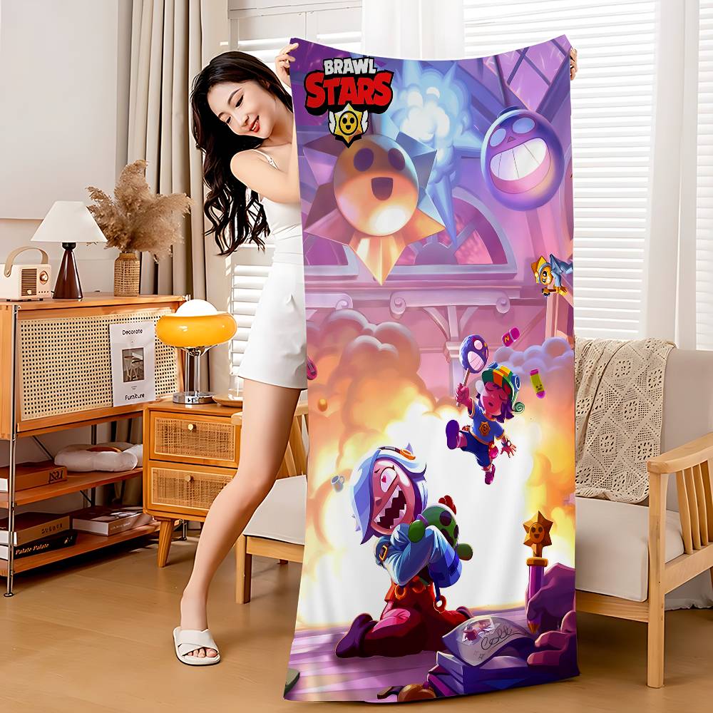 Game B-rawl Game S-Stars Anime Microfiber Printed Beach Towel Mountain Climbing Yoga Beach Swimming Running Absorbent Soft Towel