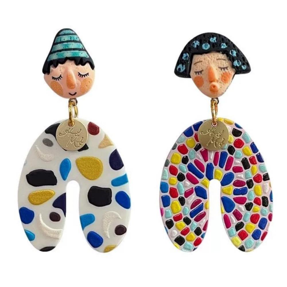 Dots Colourful Dangle Earrings Acrylic Portraits Earrings Fashion Cartoon Indian Earrings  Beach