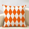 Orange Checkered Polka Dot Geometry Cushion Cover Natural Linen Organic Fabric Printing Breathable Perfect For Home Decor