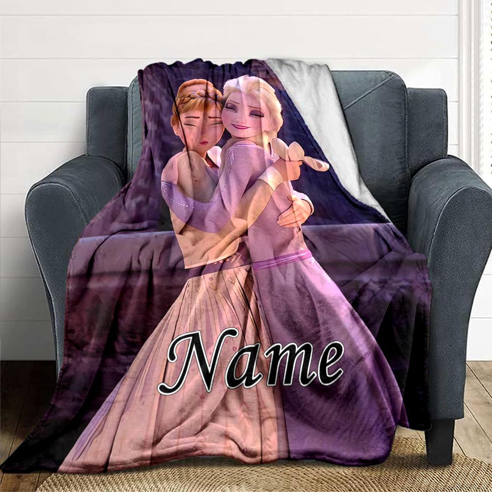 Custom Name Elsa'S Winter Fantasy Party Blanket For Couch Bed Plush Cozy Fuzzy Blanket Super Soft Warm Blankets For Fall And Winter 091665