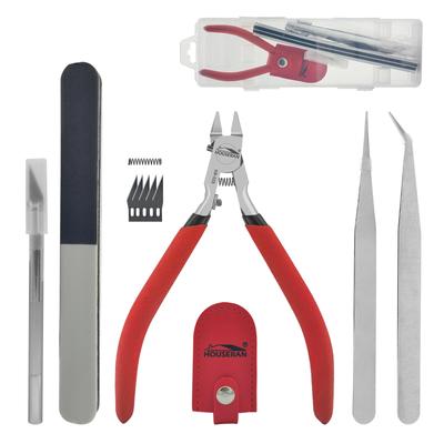 HOUSERAN Nipper Tool Set for Plastic Thin 120mm Includes Storage Ideal for Beginners and Gunpla Model Perfect for Cleaning Gunpla Water Red 11-Piece