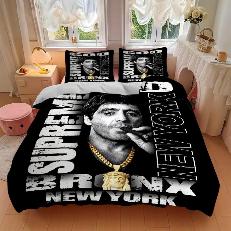 Supreme God Bronx Print 3Pcs Bedding Set,Duvet Cover with 2 Bedro,Pillowcase Home Birthday Gift