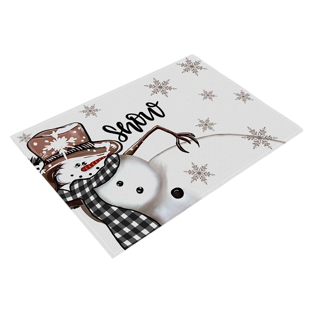 Christmas Dining Mat, Restaurant Atmosphere Decoration, Table Mat, Linen Printed Insulation Mat, Western Style Mat