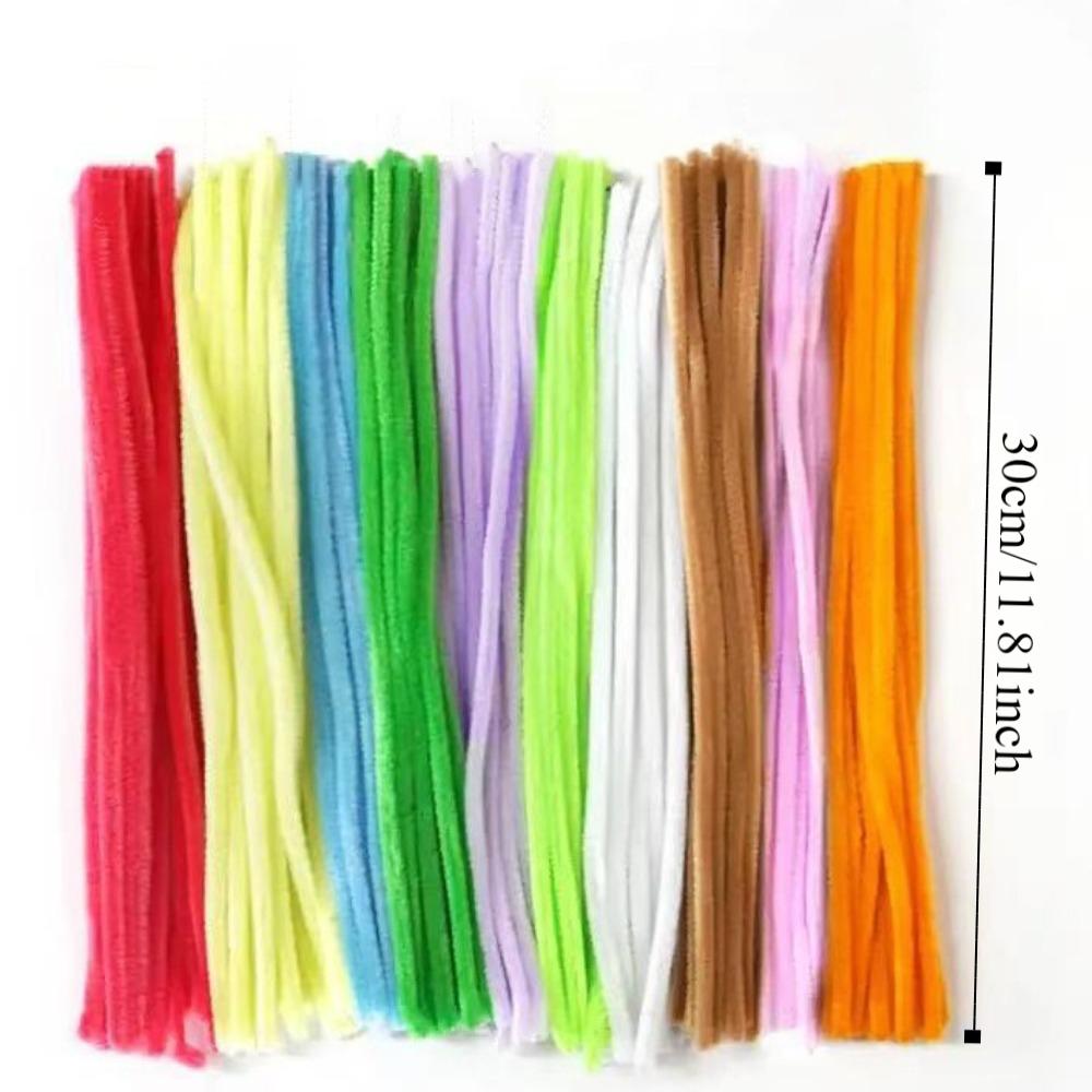 100pcs Plush Tinsel Stem DIY Strips Twist Bar Educational Toys Plush Wired Twist Sticks  Handcraft