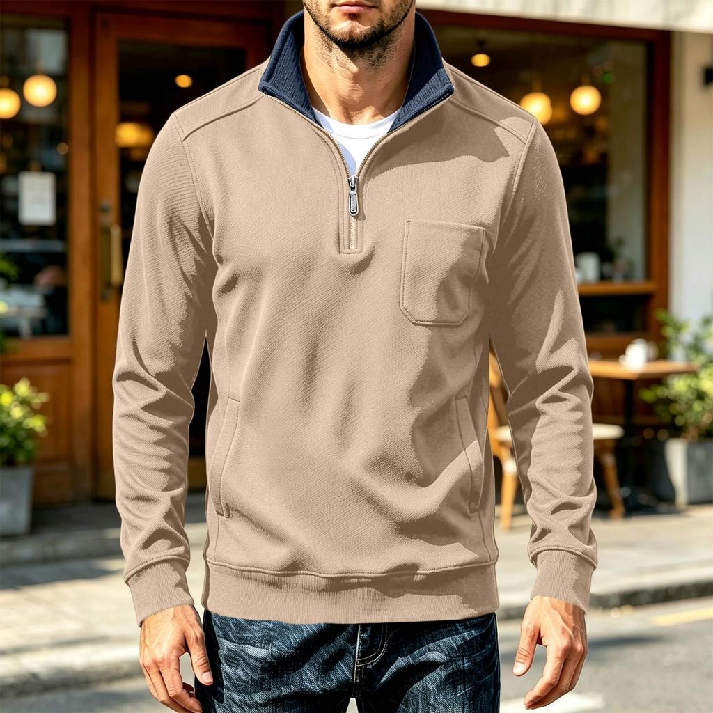 Men's Quarter-Zip Long Sleeve Sweatshirt Pullover for Casual Everyday Wear