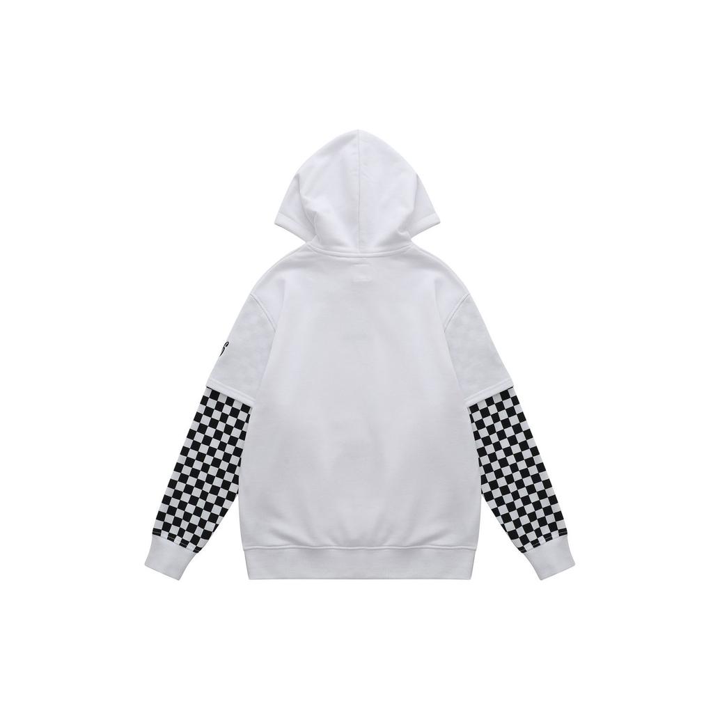 Vans Color Blocked Hooded Sweatshirt Black And White Checkerboard Men Hoodies VN0A7Q13WHT