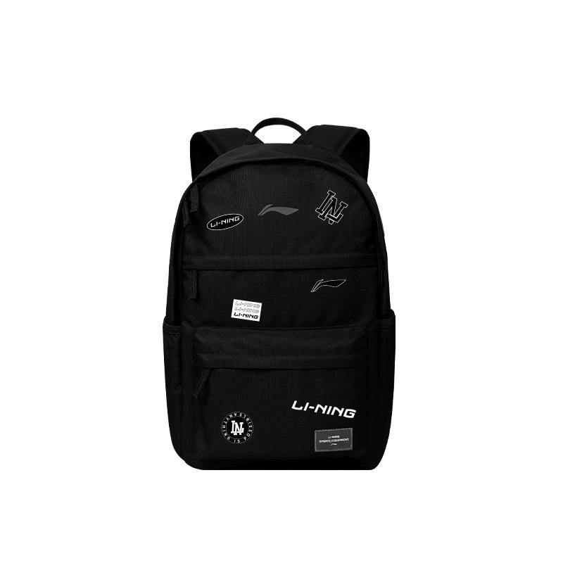 Li Ning High School Student Large Capacity Backpack Travel Mountaineering Bag Sports Backpack Unisex Backpack Black YBSV039-4A2 Black (Multi-Color Li-Ning 2)