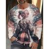 new men's long-sleeved T-shirt 3D printing HD anime tattoo beauty printing men's autumn tops casual round neck home clothes